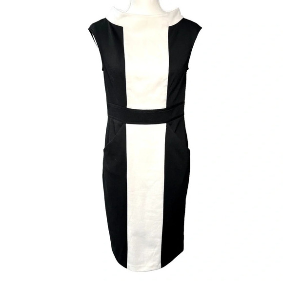 Adrianna Papell (NWT) Black and White Body Con Dress with Pockets Size 8 - Picture 1 of 10